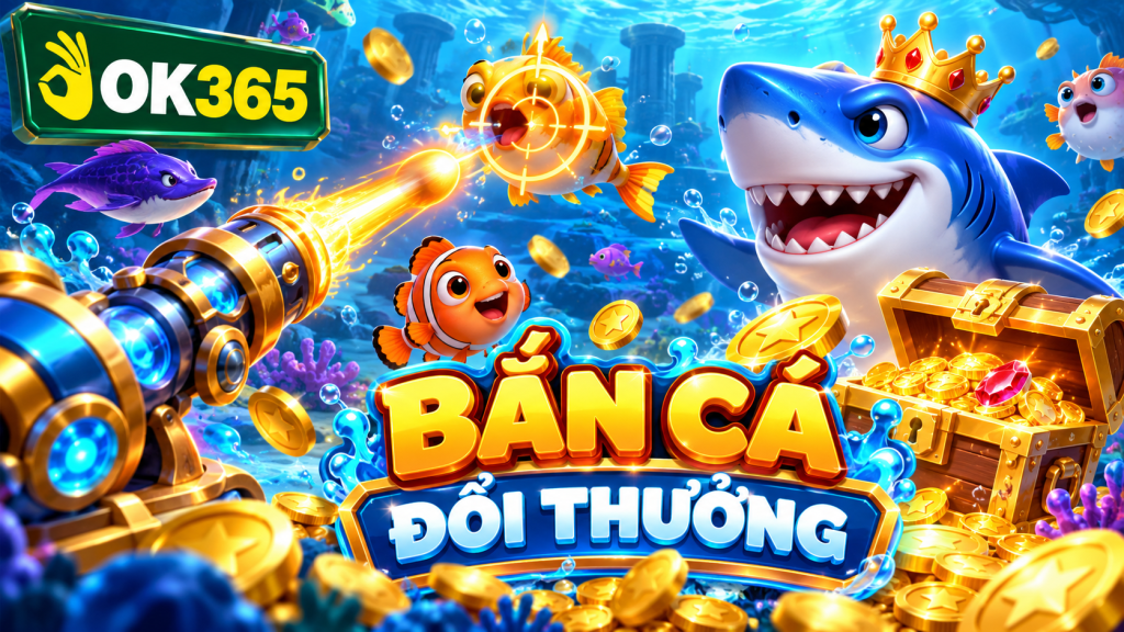 Bắn cá đổi thưởng với đại dương, đàn cá, súng bắn cá và hiệu ứng phần thưởng