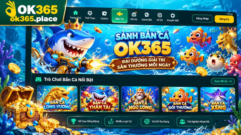 Giao diện tổng quan sảnh Bắn Cá OK365
