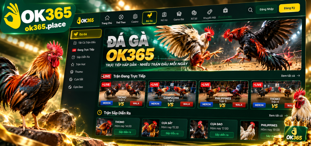 Giao diện tổng quan sảnh Đá Gà OK365