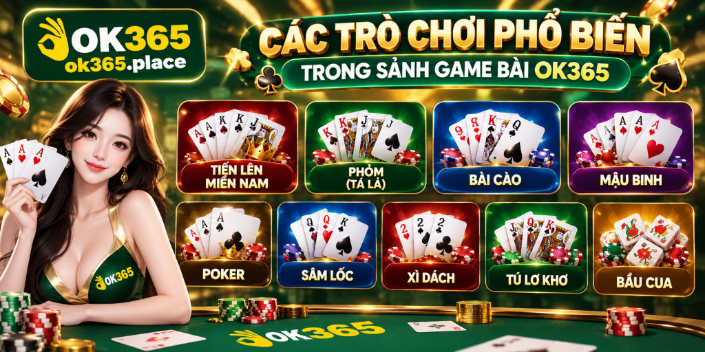 Các trò chơi phổ biến trong sảnh Game Bài OK365
