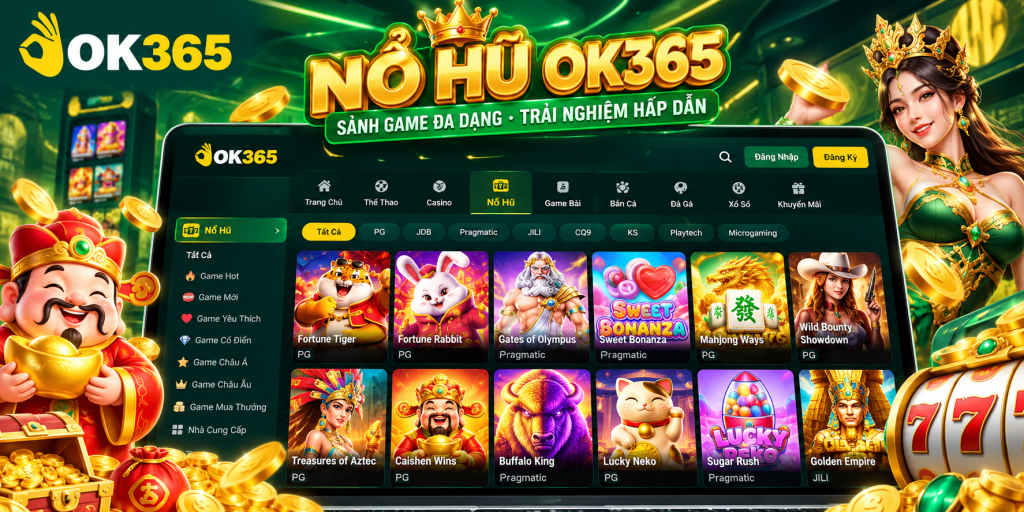 Giao diện tổng quan sảnh Nổ Hũ OK365